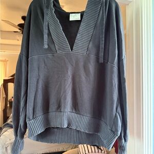 aerie OFFLINE Gray V-Neck Hoodie